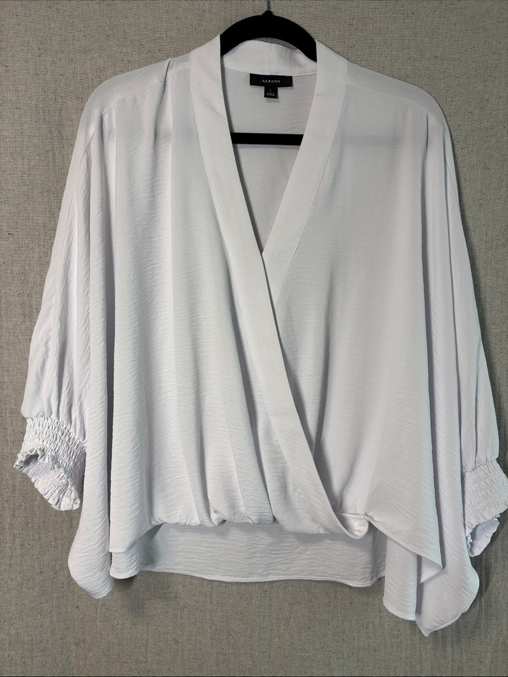 Alfani White Draped V-Neck Blouse